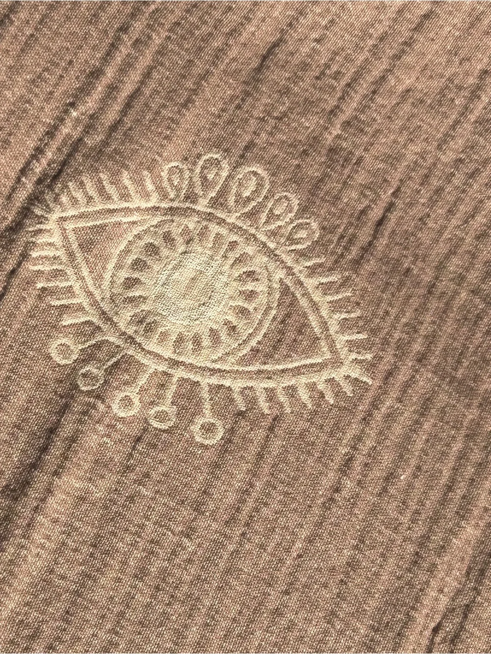 Eyes 100% Organic Woven Cotton Blanket Towel Wrap Taupe + Cream NEW